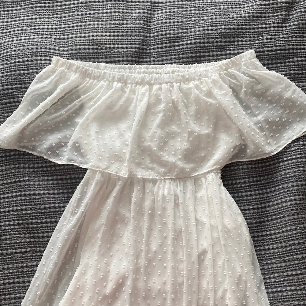 Baltic Born Swiss Dot Off Shoulder Maxi Dress